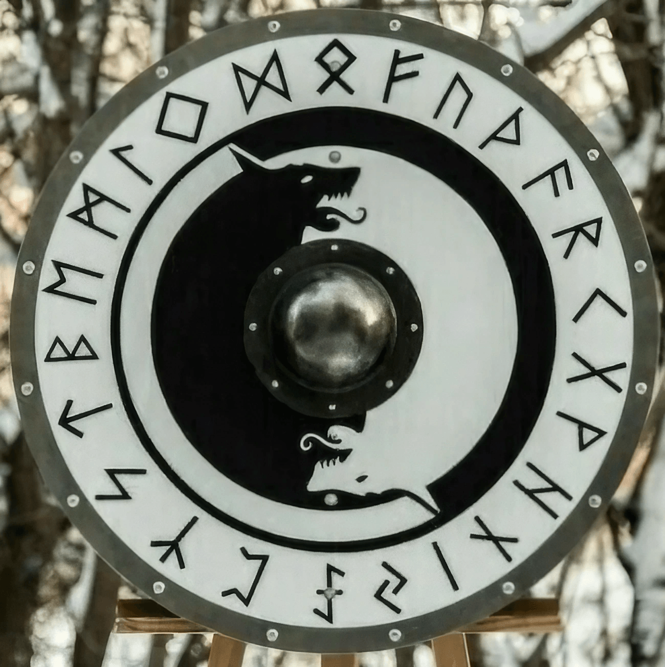 Glatter Wikingerschild von Sköll und Hati, 24" 