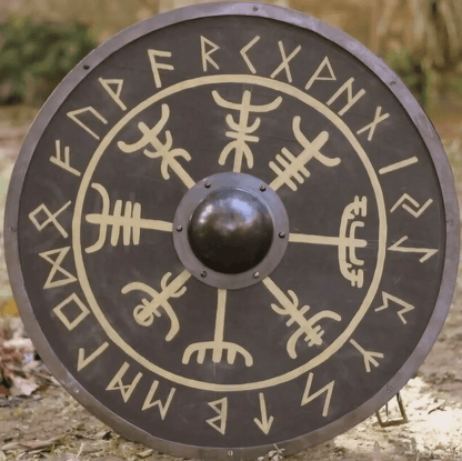 Vegvisir Nordischer Kompass Glatter Wikingerschild für LARP &amp; Sammlung, 24"