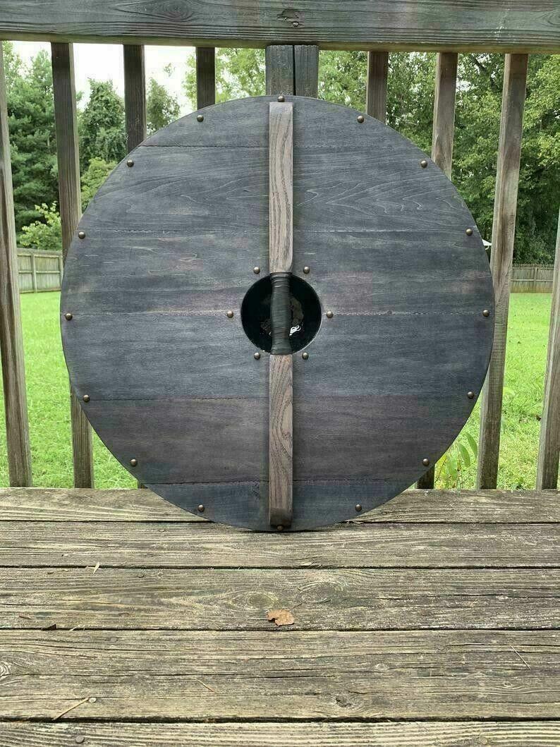 Black Medieval Plank Viking Shield, 24 - collectiblegiftitems