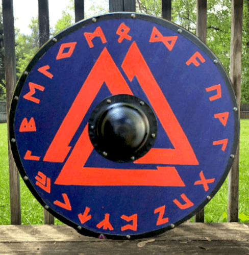 Glatter roter Valknut-Wikingerschild, 24" 