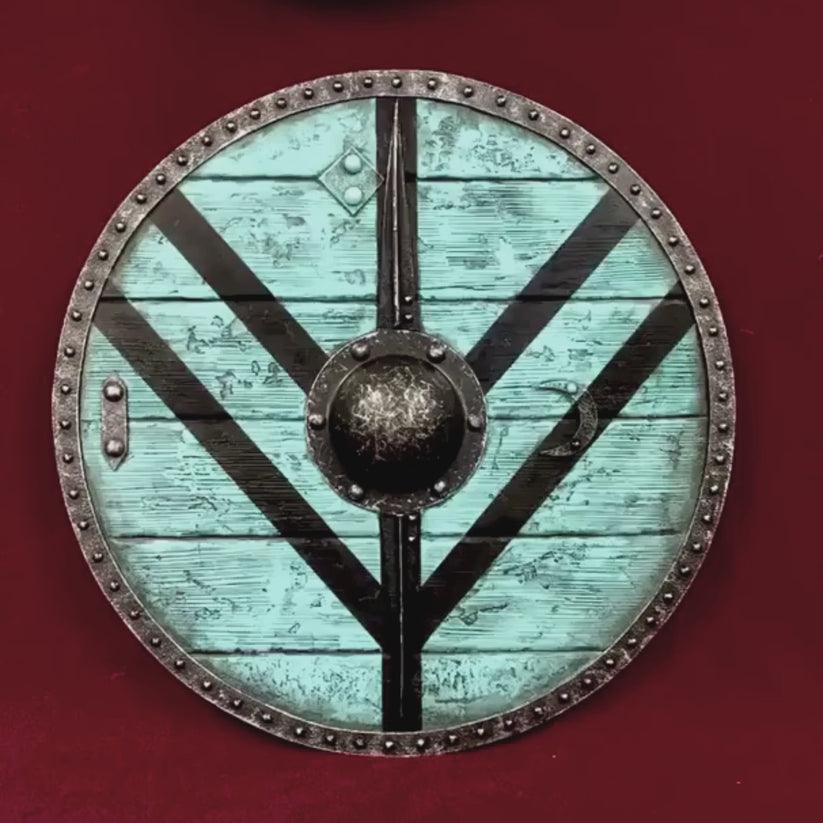 Lagertha Shieldmaiden Viking Shield Plank Blue Shield, 24 inches - collectiblegiftitems