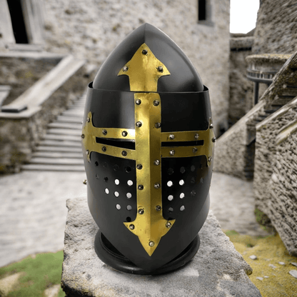 Crusader Helmet - Great Helm Medieval Helmet - collectiblegiftitems