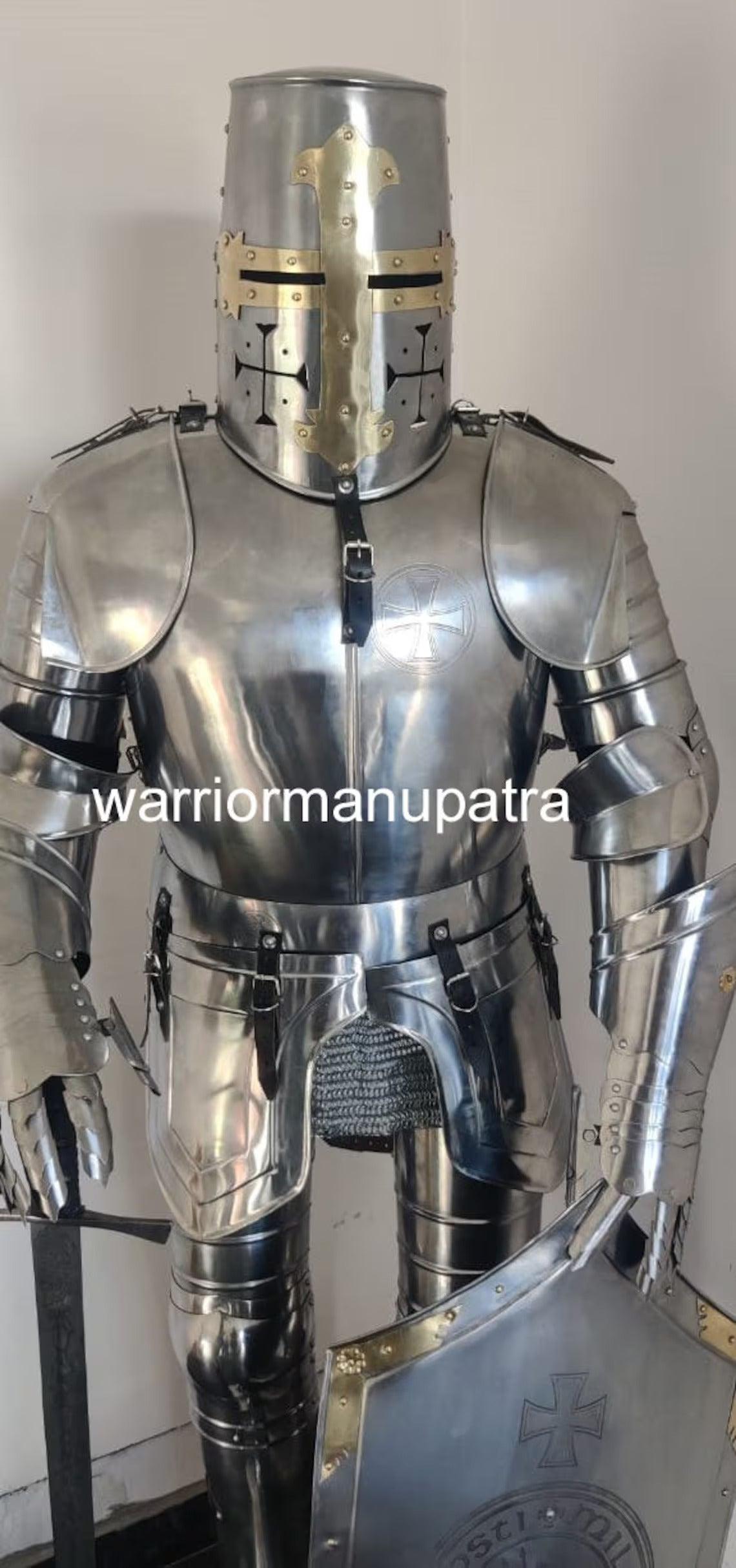 Medieval Knight Suit Medieval Full Steel Templar Knight Suit of Armour Wearable Costume Best Gift - collectiblegiftitems