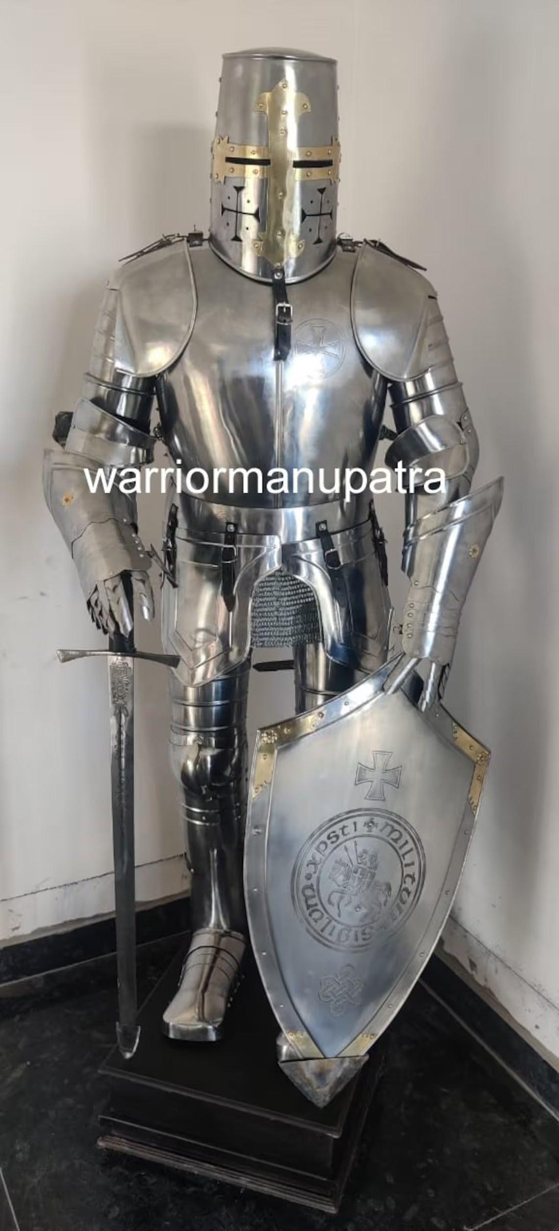 Medieval Knight Suit Medieval Full Steel Templar Knight Suit of Armour Wearable Costume Best Gift - collectiblegiftitems