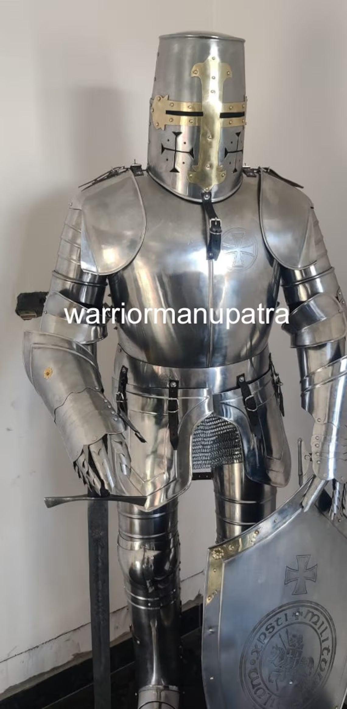 Medieval Knight Suit Medieval Full Steel Templar Knight Suit of Armour Wearable Costume Best Gift - collectiblegiftitems