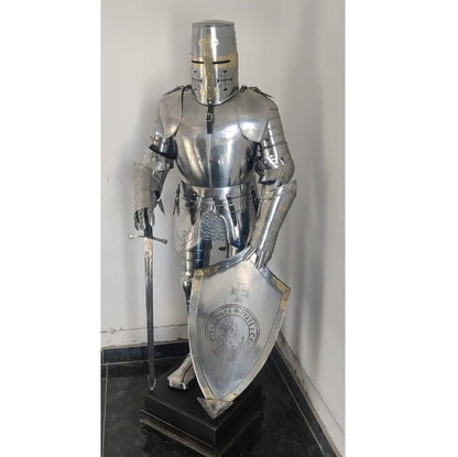 Medieval Templar Knight Full Steel Suit of Armour Wearable Costume Best Gift