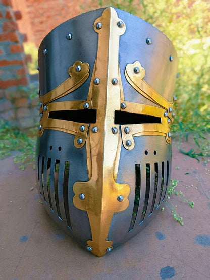 Medieval 13th Century Great Helmet Of Castile Warrior Steel Knight Battle Replica Helmet - collectiblegiftitems