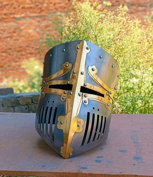 Medieval 13th Century Great Helmet Of Castile Warrior Steel Knight Battle Replica Helmet - collectiblegiftitems