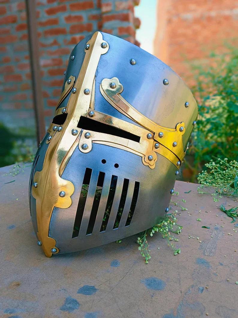 Medieval 13th Century Great Helmet Of Castile Warrior Steel Knight Battle Replica Helmet - collectiblegiftitems