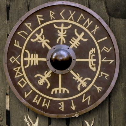 Vegvisir Nordischer Kompass Glatter Wikingerschild für LARP &amp; Sammlung, 24"