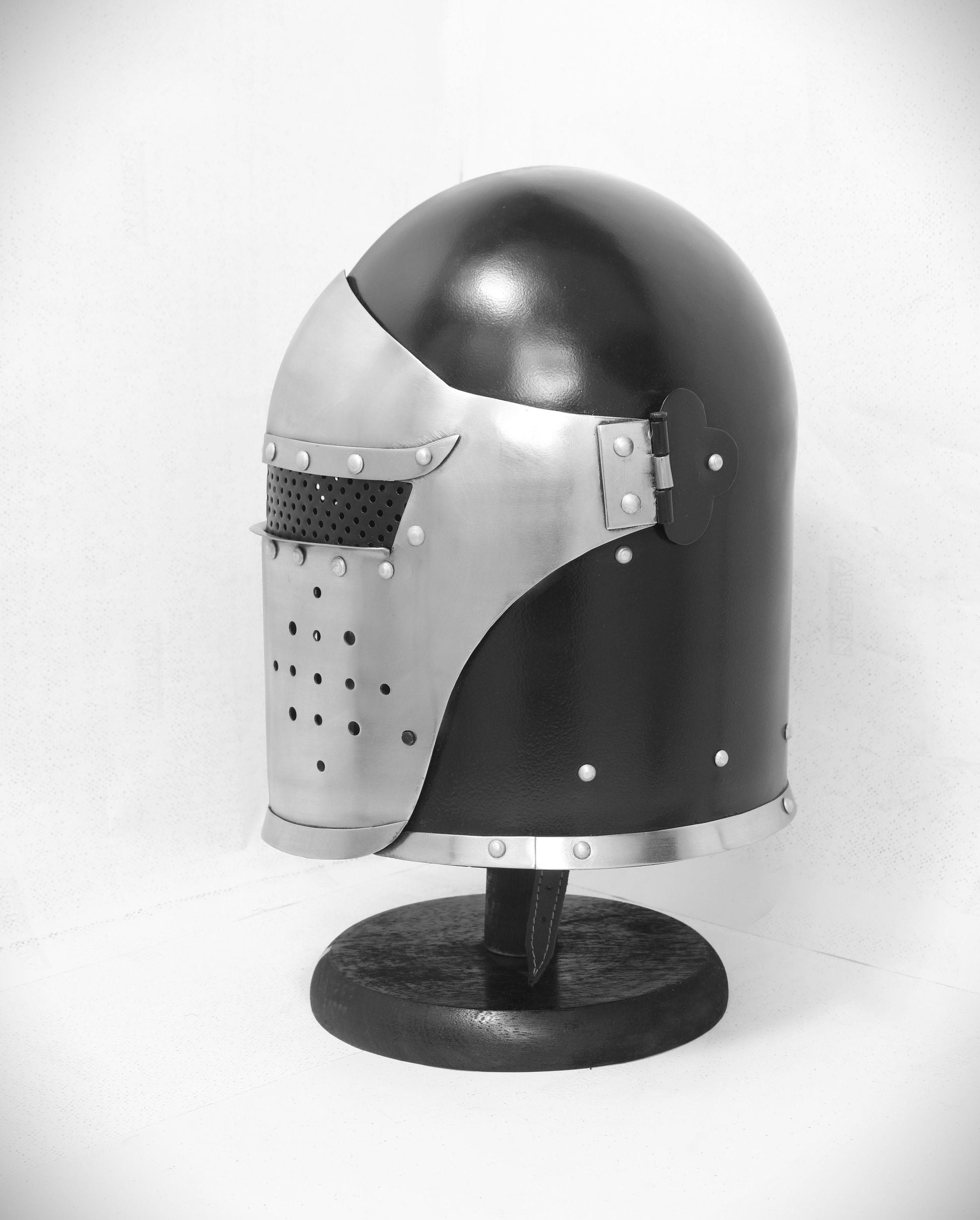 Barbuta Visored Medieval Knights Templar Crusader Helmet (Black) by Scott Handicrafts - collectiblegiftitems