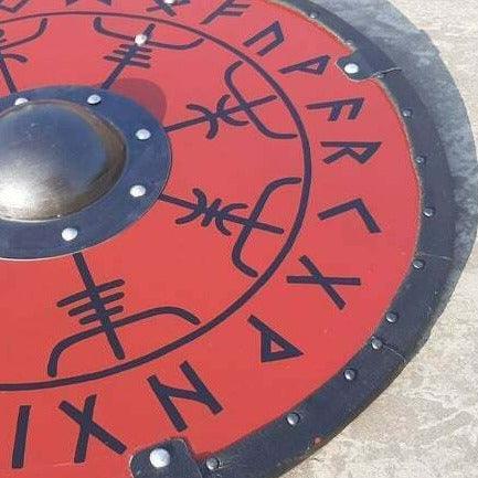 Glattes Wikingerschild mit Vegvisir-Runen, 24"