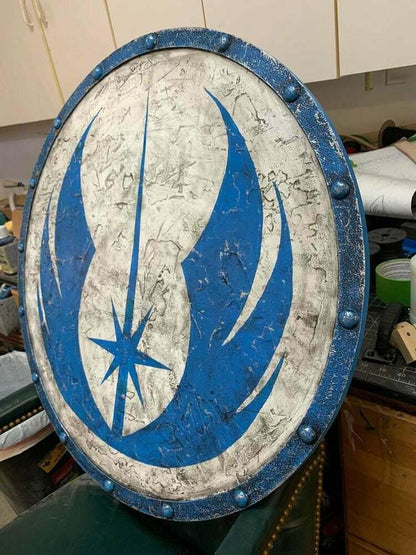 Vom Kampf gezeichneter glatter Wikingerschild des Jedi-Ordens aus Star Wars, 22"