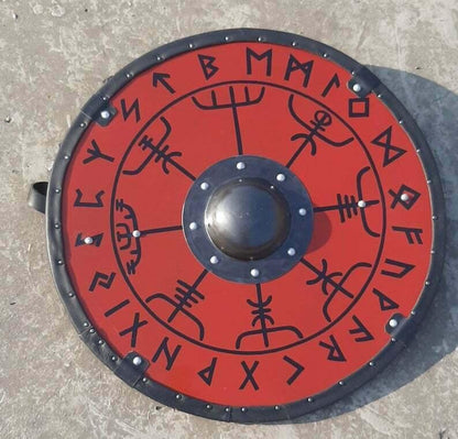 Glattes Wikingerschild mit Vegvisir-Runen, 24"