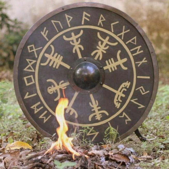 Vegvisir Nordischer Kompass Glatter Wikingerschild für LARP &amp; Sammlung, 24"