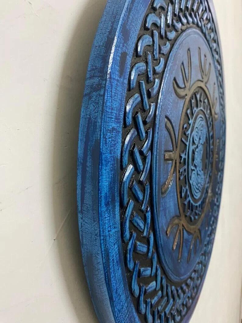 Norse Shield Hand Carved Viking Warriors Shield Norse Inspired Decor Shield Valhalla Shield Christmas Shield - collectiblegiftitems