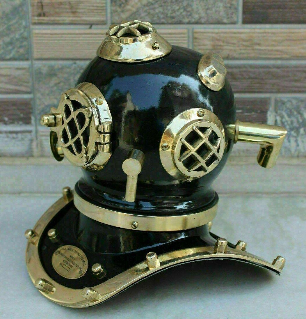 U.S Navy Mark IV Divers Mini Diving Helmet Gift Item Brass Black Finish Scuba - collectiblegiftitems