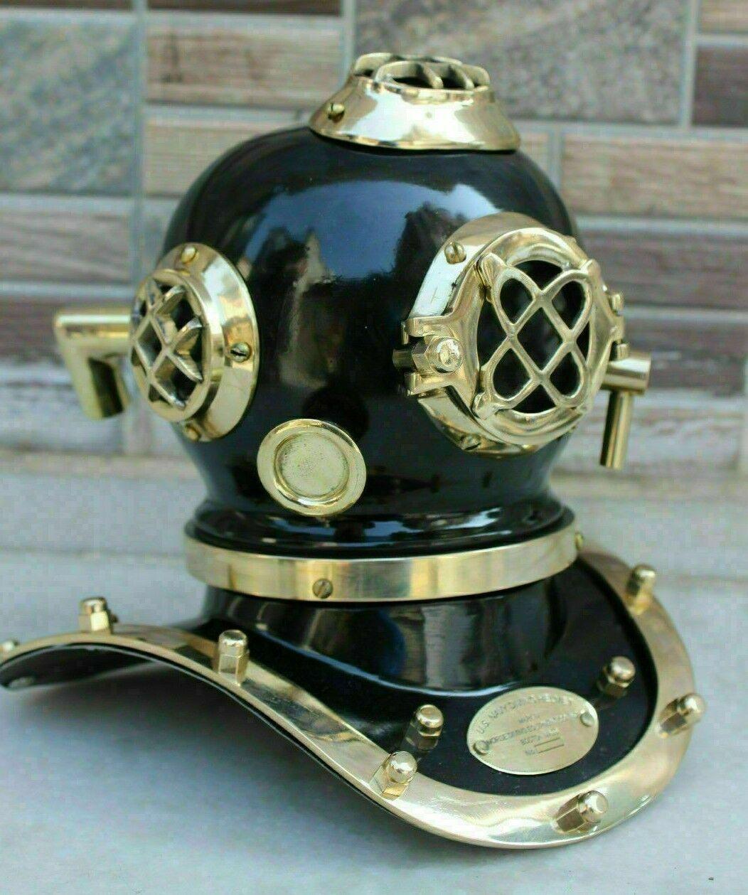 U.S Navy Mark IV Divers Mini Diving Helmet Gift Item Brass Black Finish Scuba - collectiblegiftitems