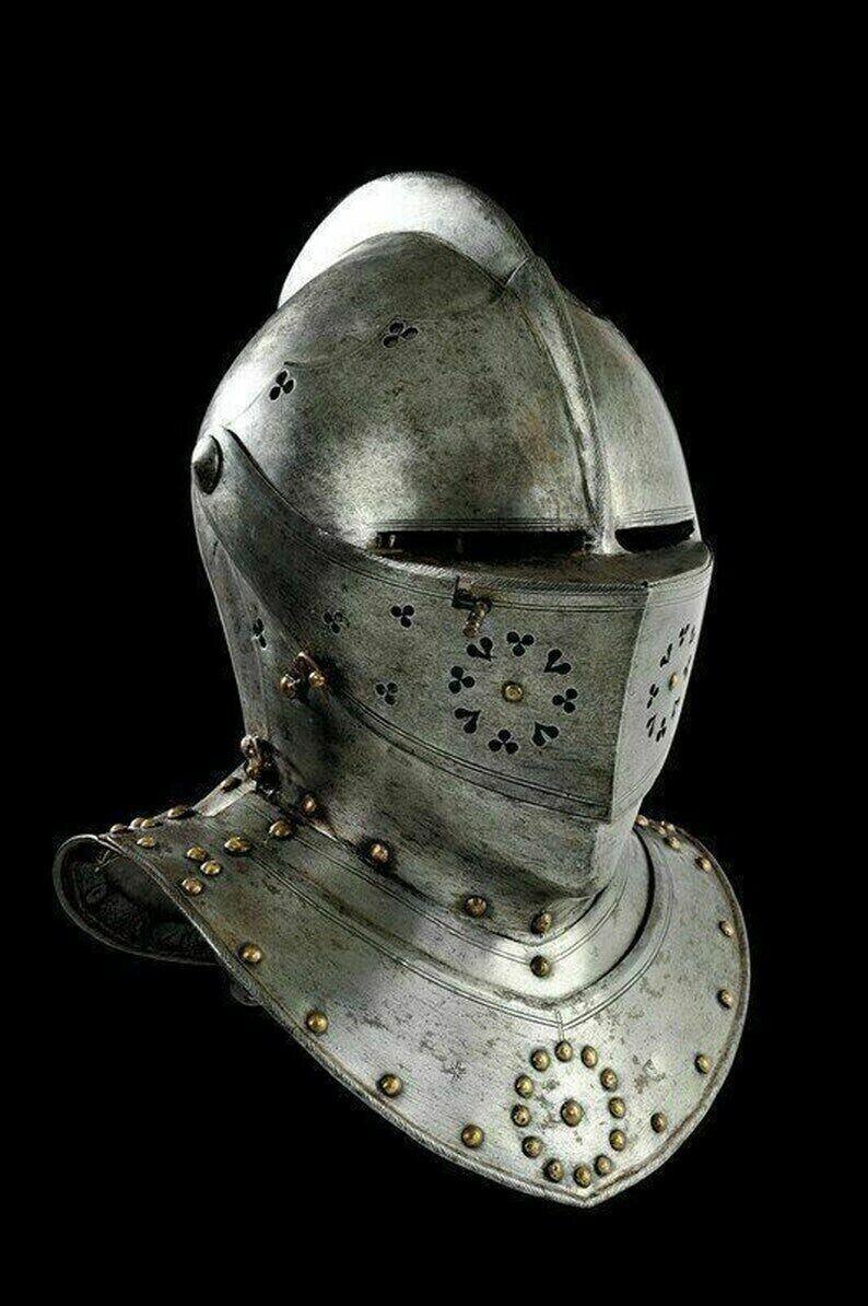 Medieval Helmet Replica best look 18GA SCA LARP Medieval Knight Tournament Close Armor Helmet - collectiblegiftitems