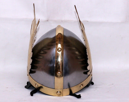 Medieval Steel & Brass Viking Helmet Knight Norman Warrior New Independence Day - collectiblegiftitems