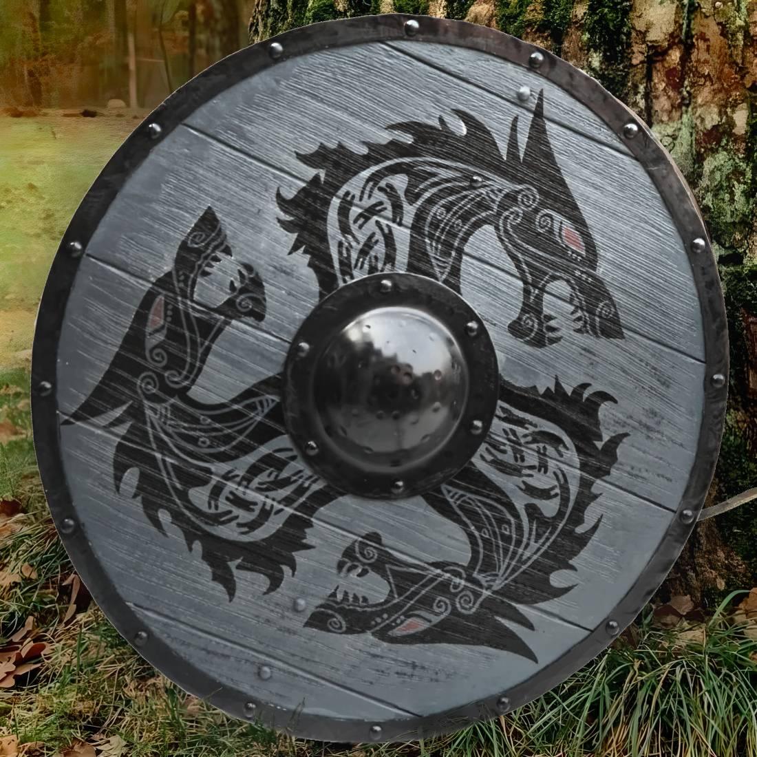 Gray Fenrir the Dread Wolf Plank Shield 24'' - collectiblegiftitems