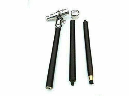 Nautical walking stick Vintage Chrome Telescope Handle Wooden Black Cane Gift - collectiblegiftitems